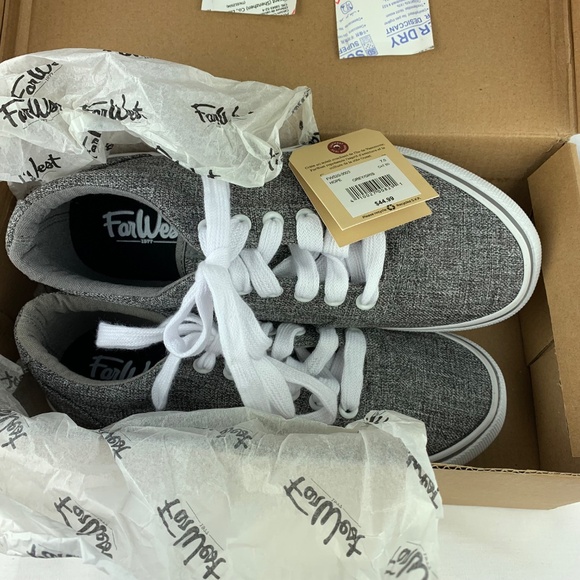 Ladies Far West Grey Canvas Sneakers - Picture 7 of 9